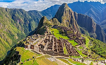 Machu Picchu vista panorámica desde el mirador, ciudadela inca en Cusco Perú